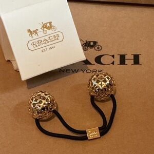 Coach Gold Spherical Hair Tie NIB